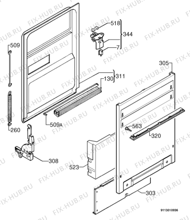 Взрыв-схема посудомоечной машины Zanker ZKS5440W - Схема узла Door 003